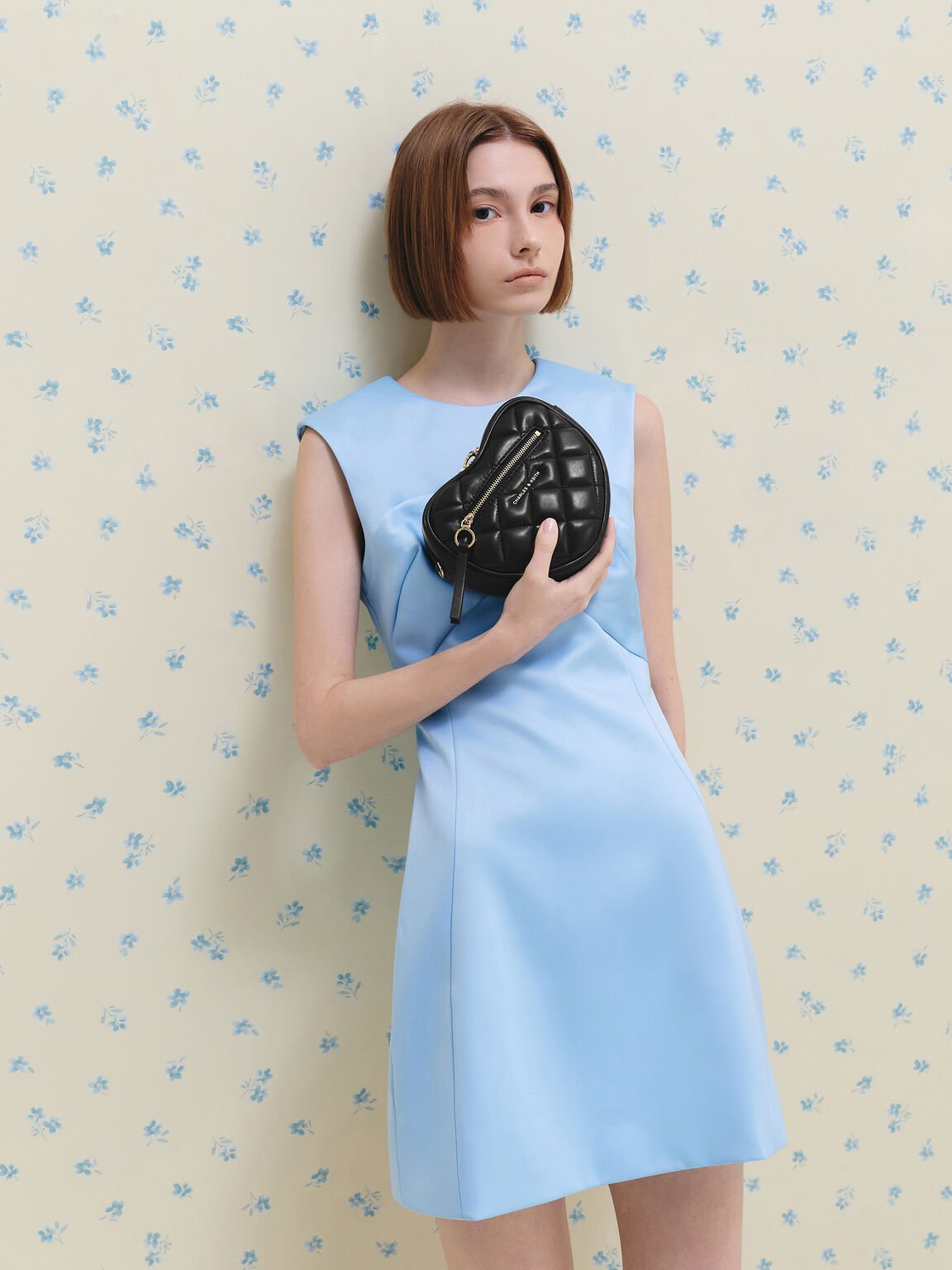 Paffuto パフート キルトハートクロスボディバッグ, ブラック, hi-res