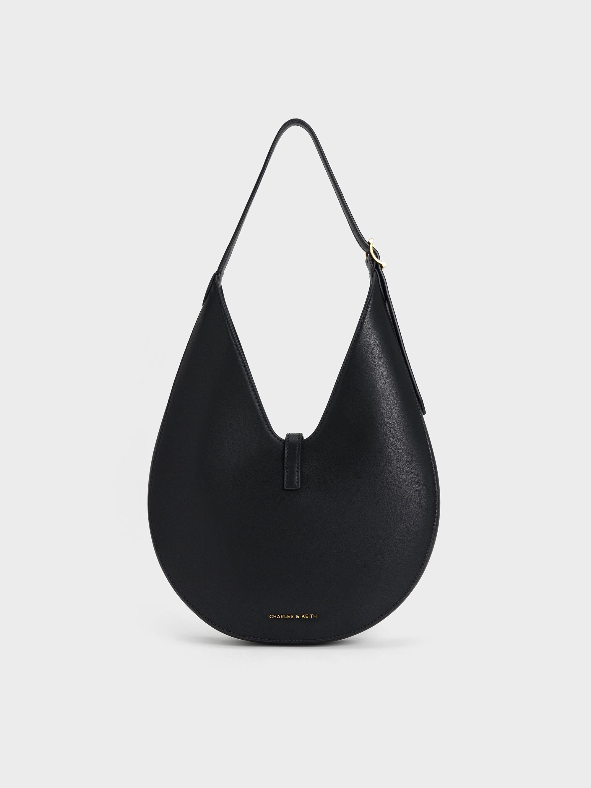 Cesia セシア メタリックアクセントホーボーバッグ - ブラック