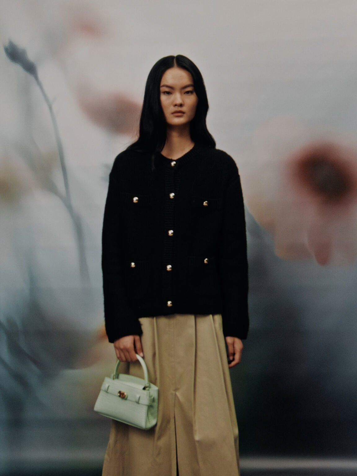 Aubrielle オブリエル クロックエフェクトトップハンドルバッグ, ミントグリーン, hi-res