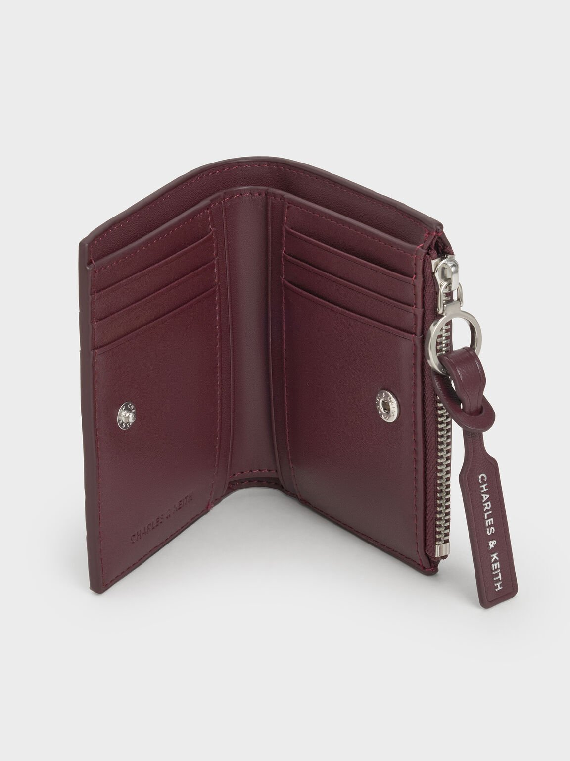 Ivette イヴェット ウーブントップジップスモールウォレット, ワインベリーレッド, hi-res