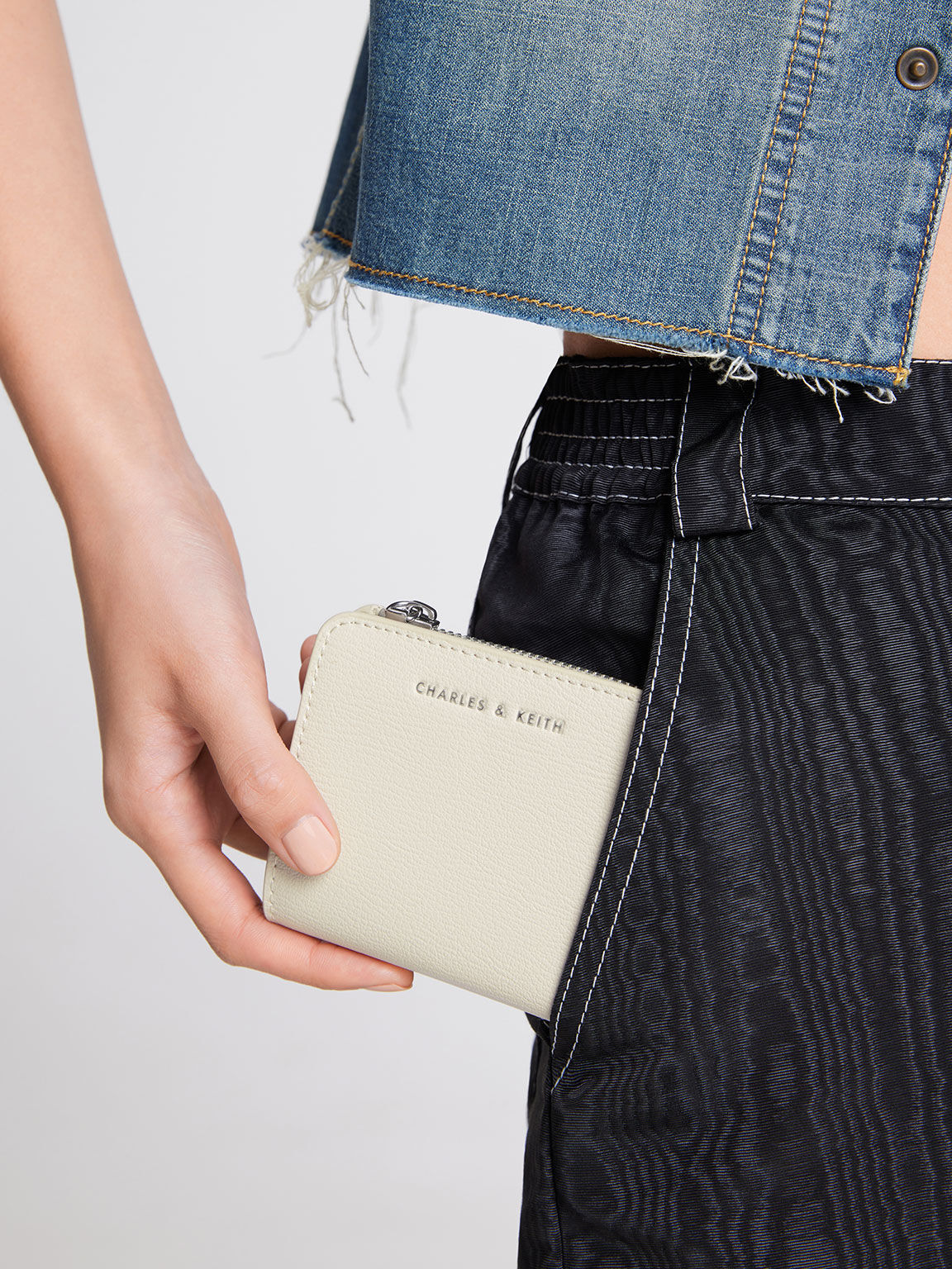 ジップアラウンド カードホルダー, クリーム, hi-res