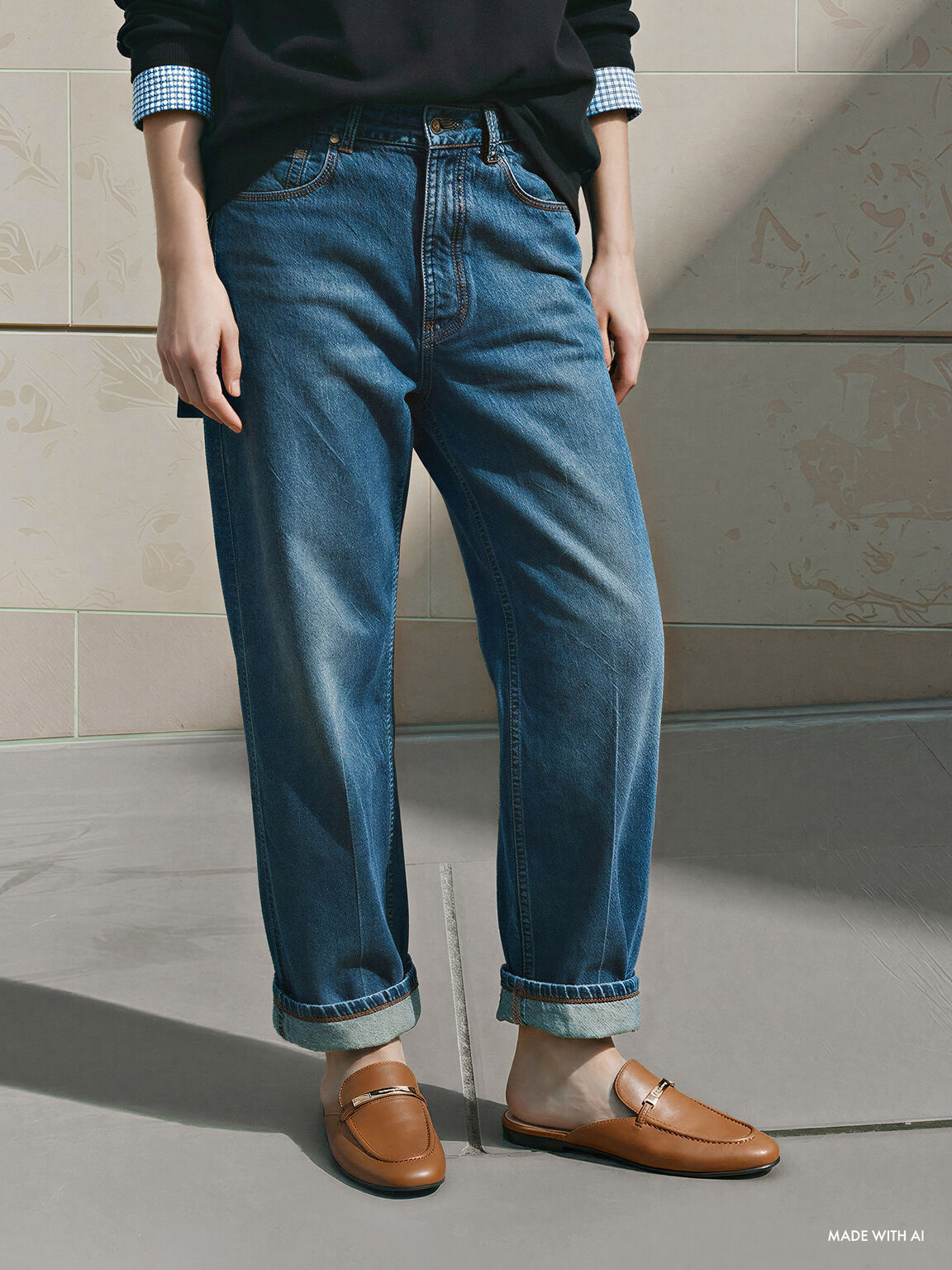 メタリックバー ローファーミュール, コニャック, hi-res