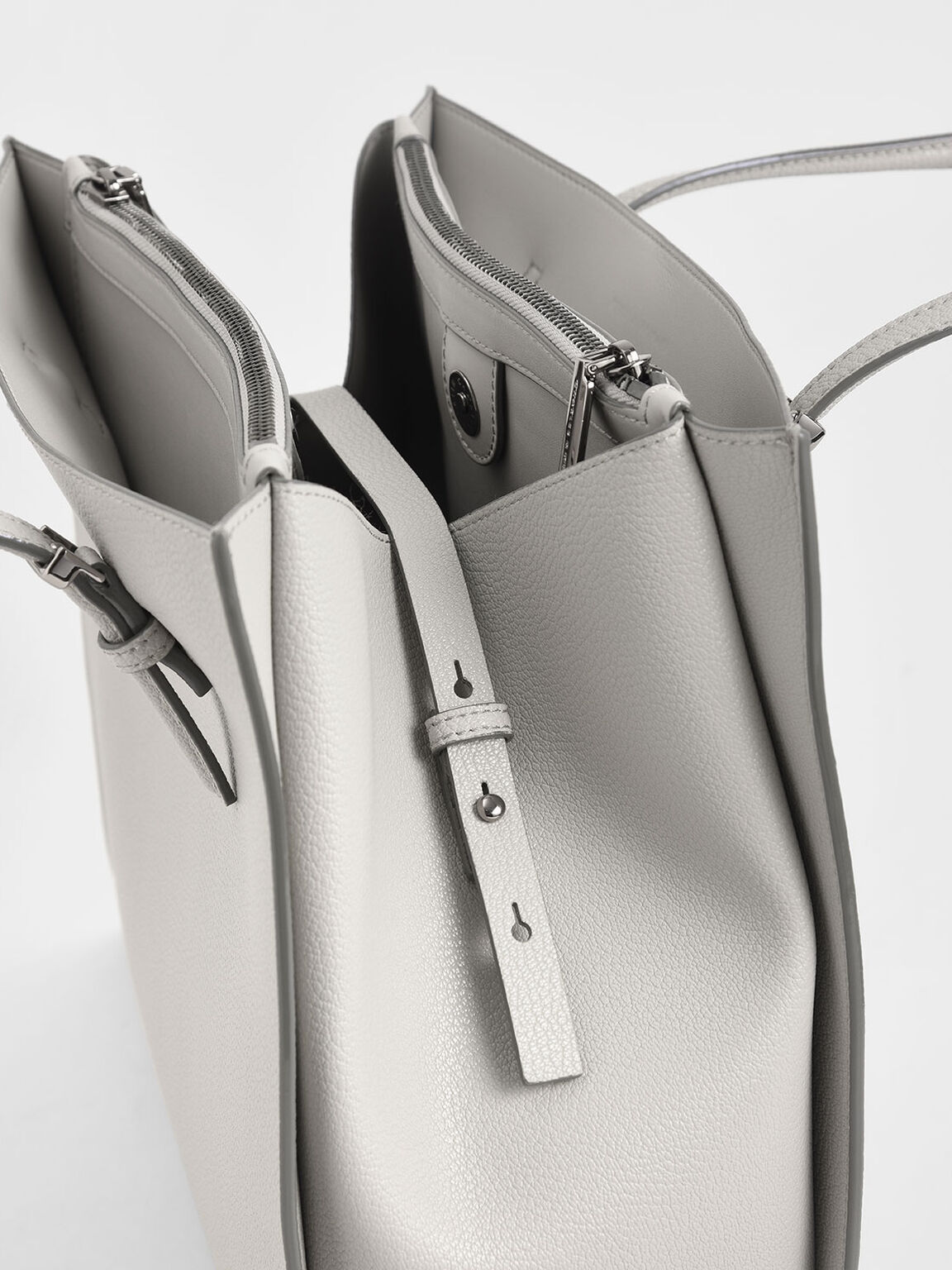 クラシックダブルハンドル トートバッグ, グレー, hi-res