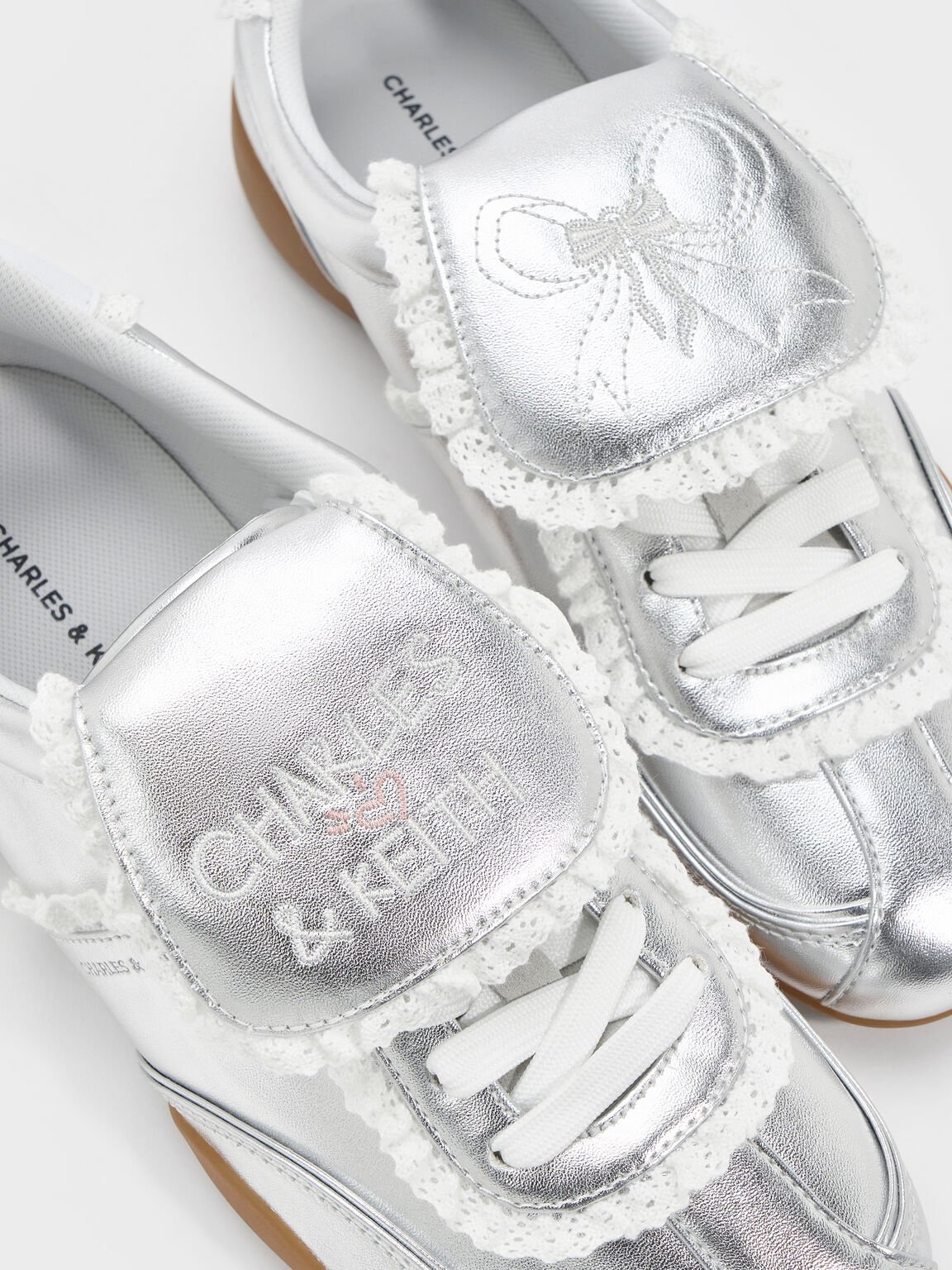 Louise ルーイ レーストリムスニーカー, シルバー, hi-res