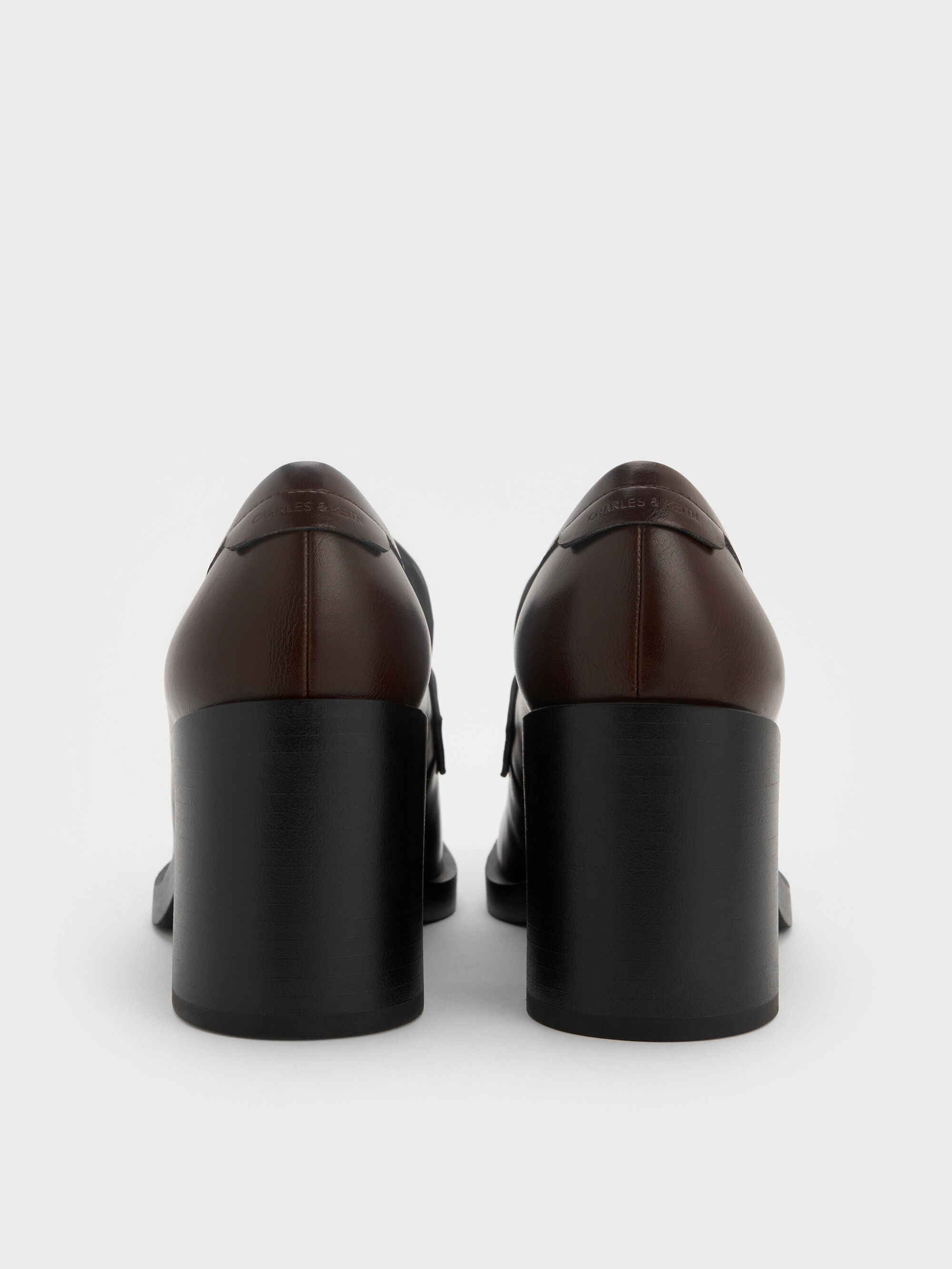 ウーブンディティール ペニーローファーブロックヒールパンプス