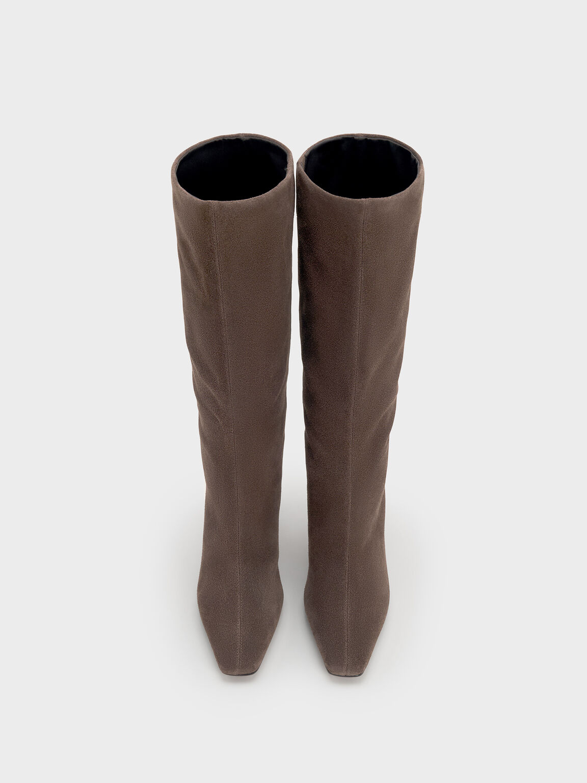 Georgina ジョージナ レザーテーパードスクエアトゥブレードヒールロングブーツ, ダークブラウンテクスチャー, hi-res