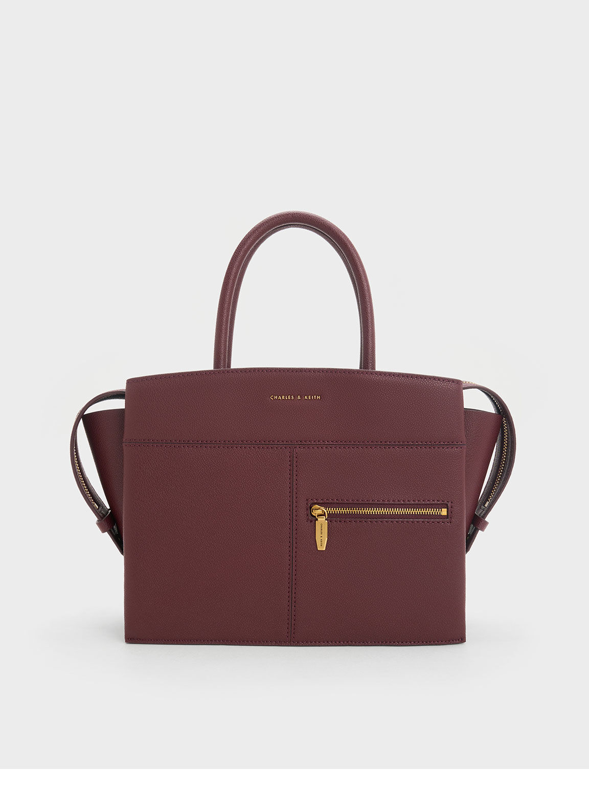 Anwen アンウェン トラペーズトップハンドルバッグ, バーガンディ, hi-res