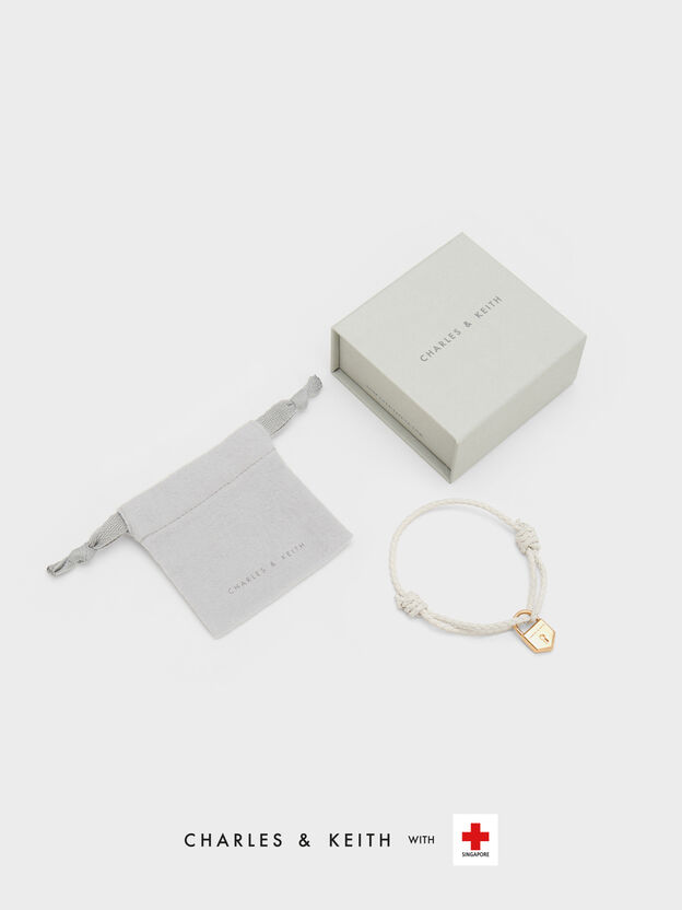 ロックモチーフ レザーブレスレット, ホワイト, hi-res