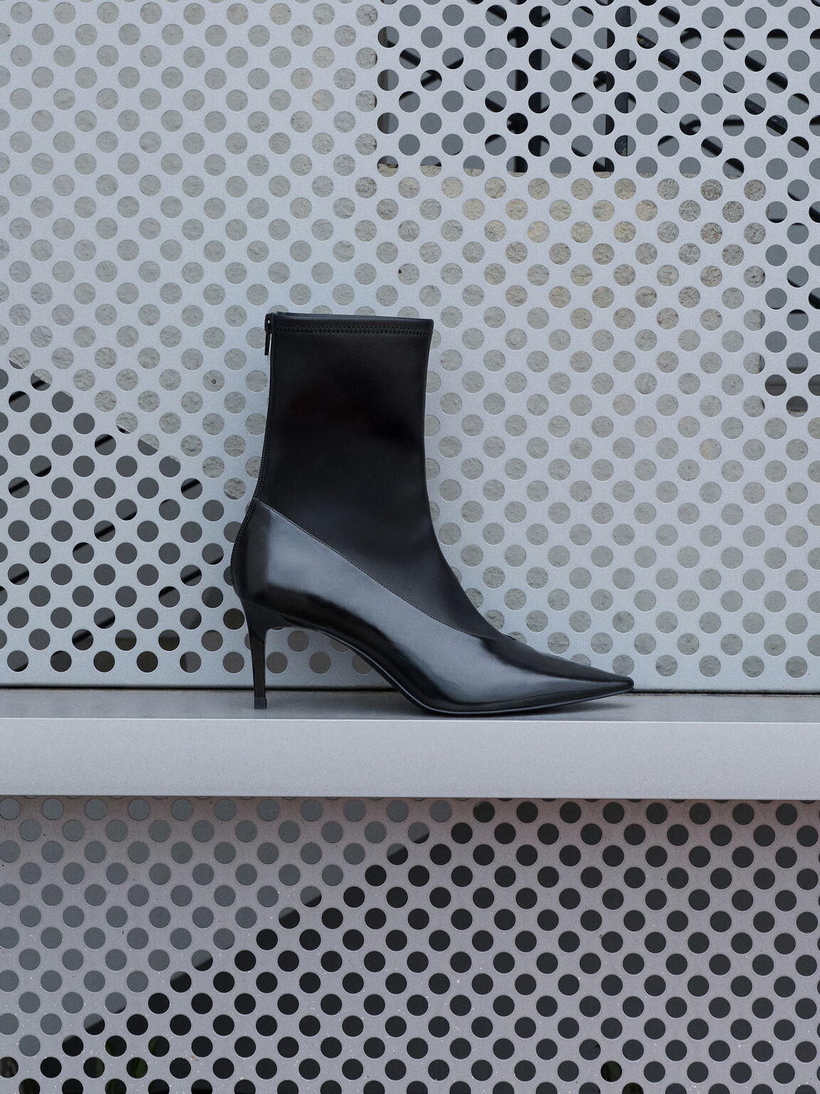 ポインテッドトゥ スティレットヒールアンクルブーツ, ブラックボックス, hi-res