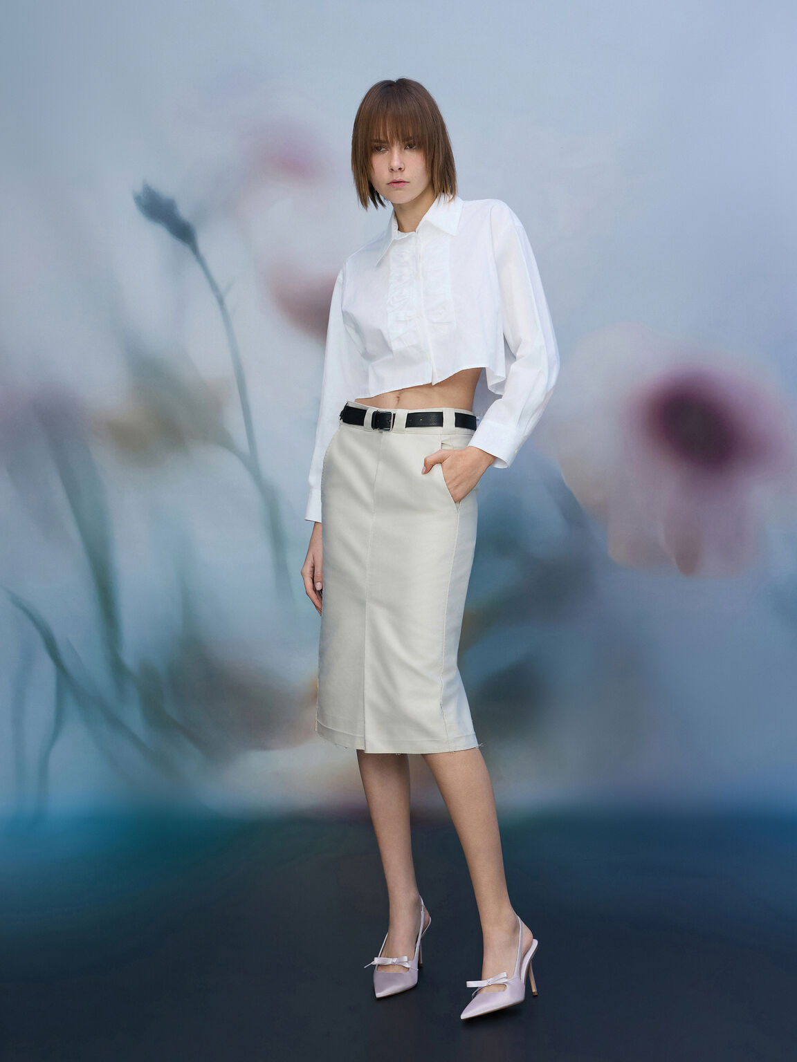 サテンボウ ポインテッドトゥスリングバックパンプス, ライラック, hi-res