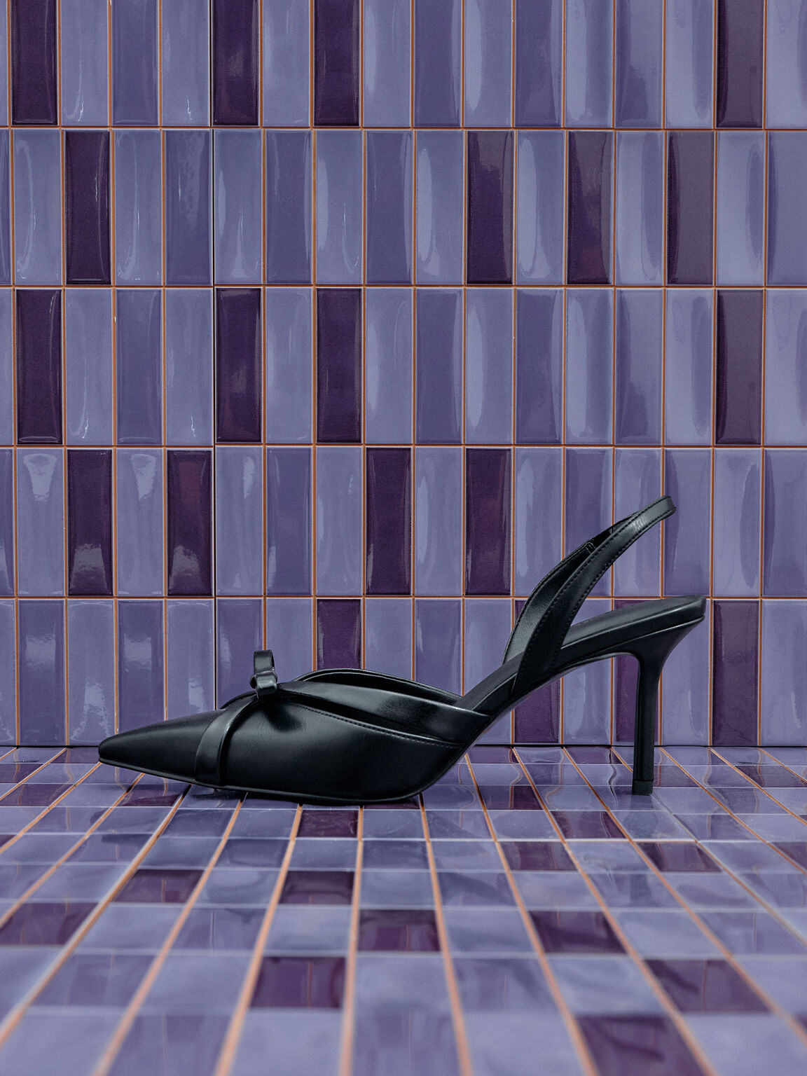 Kaleen カリーン スリングバックスティレット, ブラック, hi-res