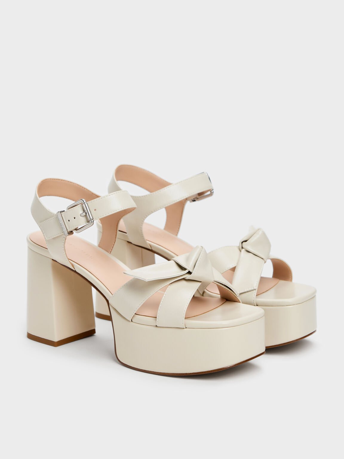 Anika アニカ ノットボウプラットフォームサンダル, チョーク, hi-res