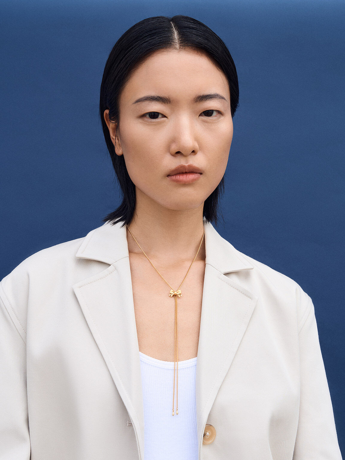 Paige ページ リボンネックレス, ブラッシュゴールド, hi-res