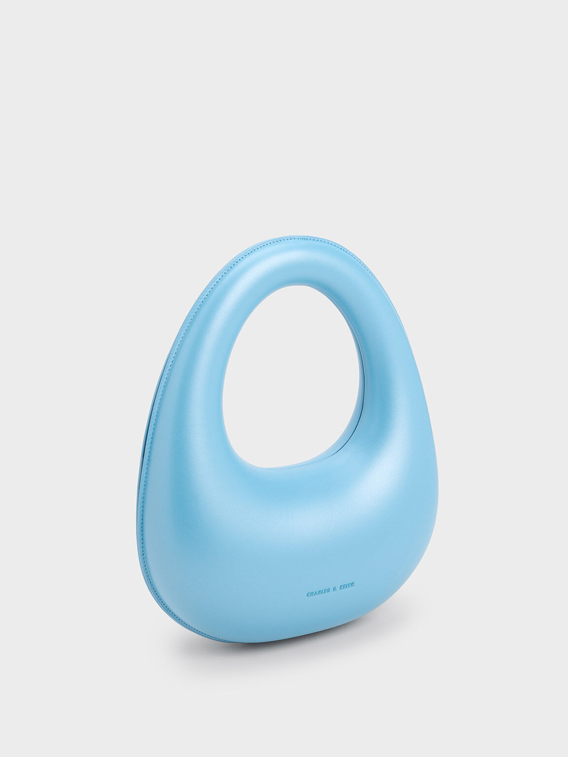 スカルプチュア トップハンドルムーンバッグ, ブルー, hi-res