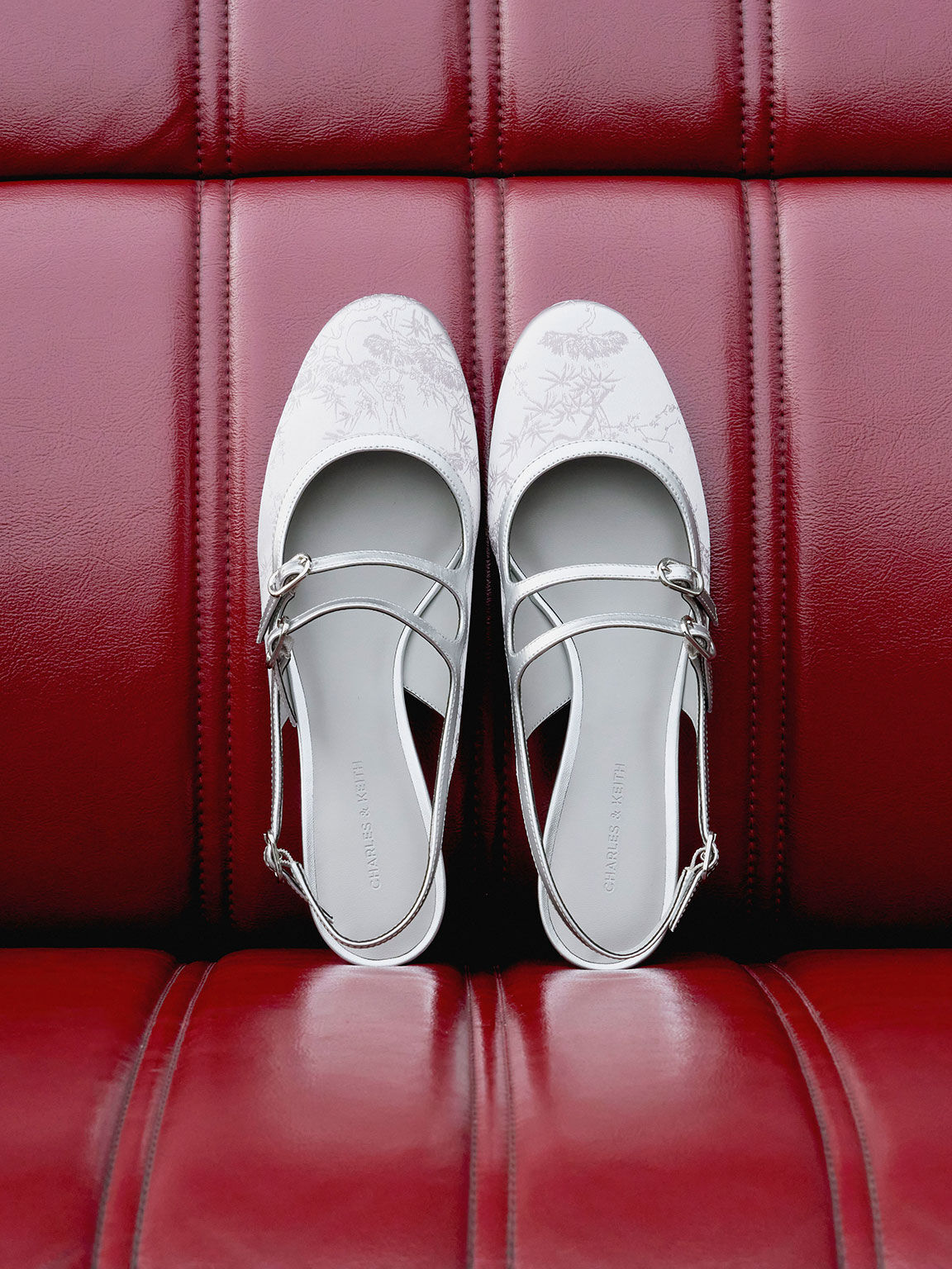 Clementine クレメンタイン ポリエステルメリージェーンパンプス, シルバー, hi-res