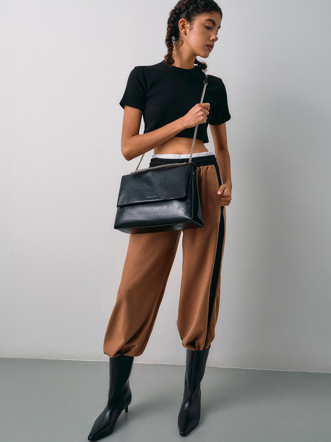 Sianna シアンナ チェーンハンドルショルダーバッグ - ブラック