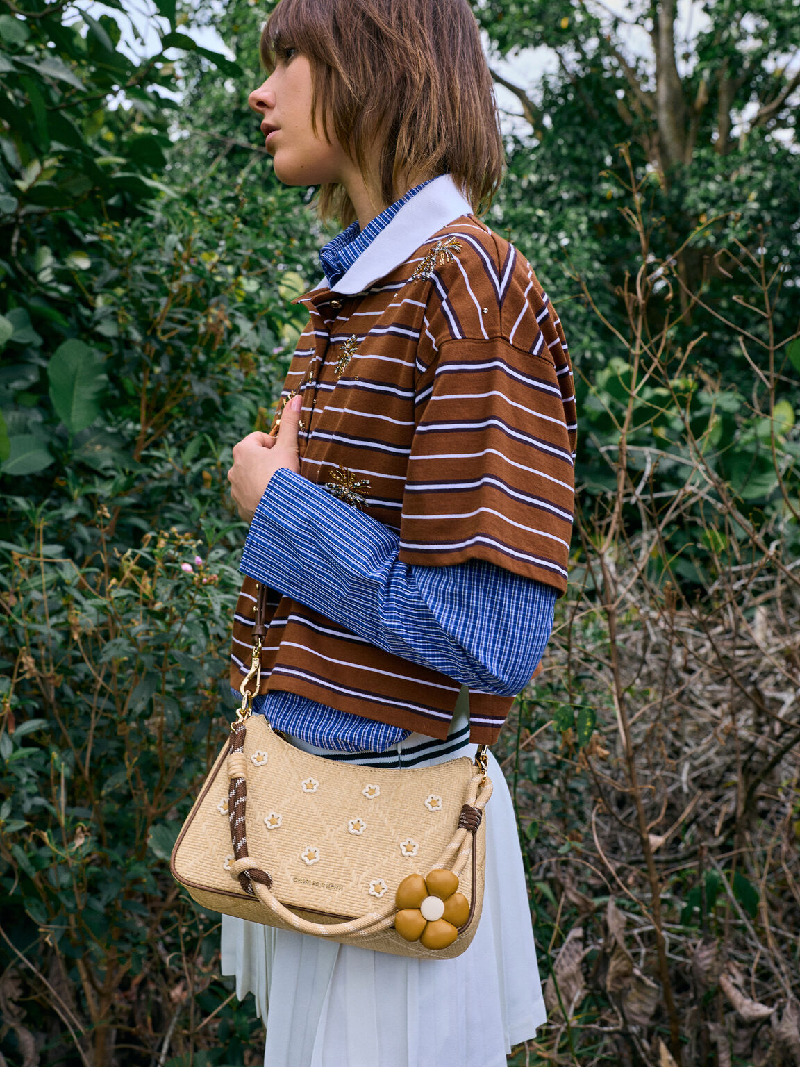 Philomena フィロメナ ラフィア フラワークロスボディーバッグ, ベージュ, hi-res