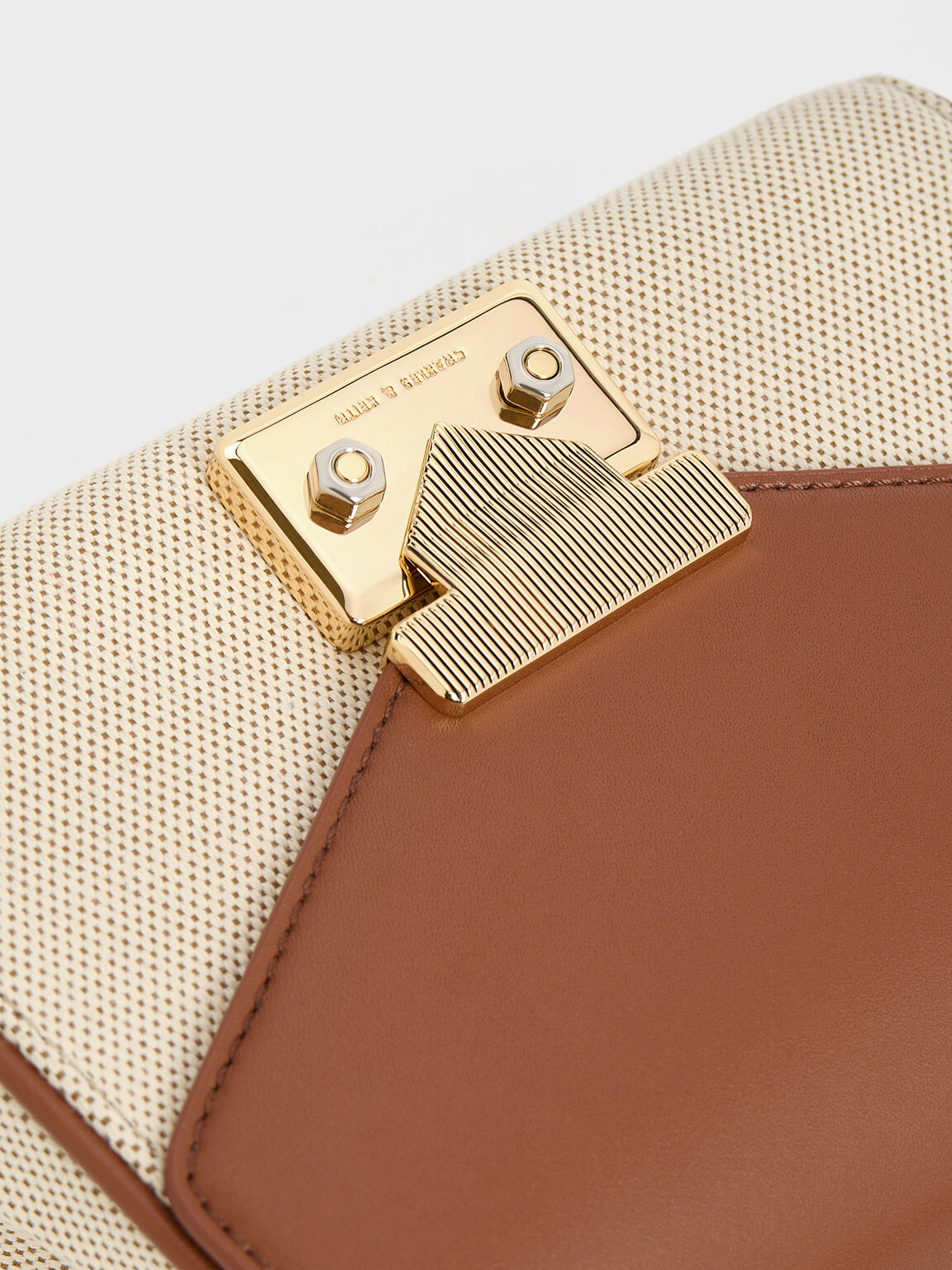 Eudora ユードラ シェブロントップハンドルバッグ, タン, hi-res