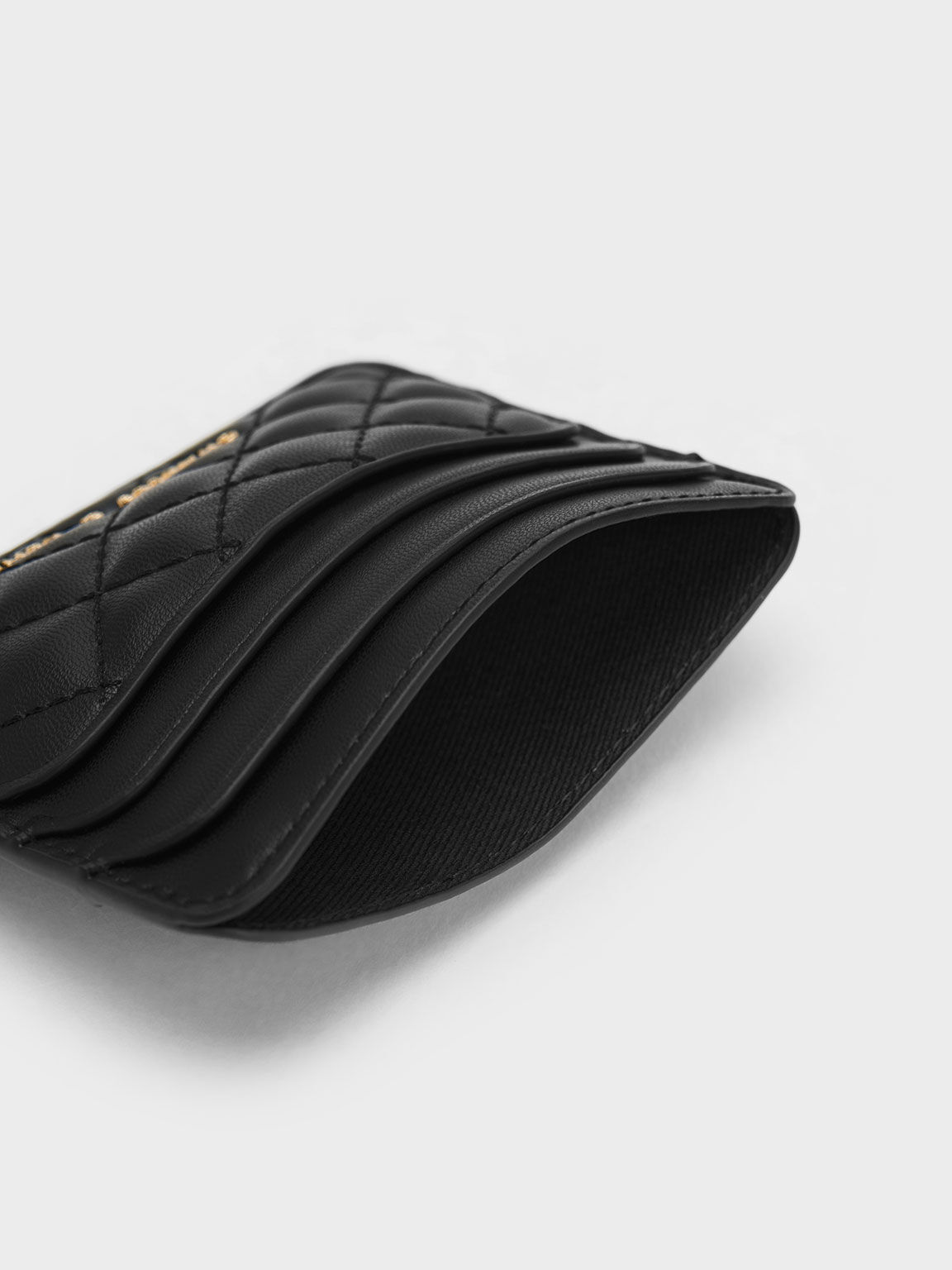 キルテッド カードホルダー, ブラック, hi-res