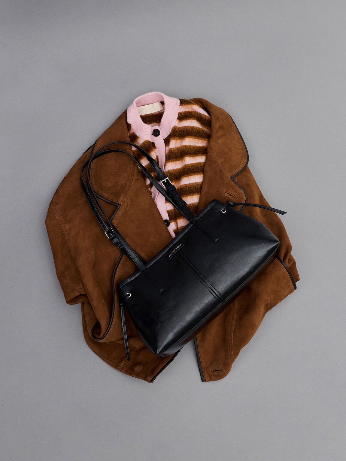 Noane ノアン イーロンゲイティドハンドルショルダーバッグ, ノワール, hi-res