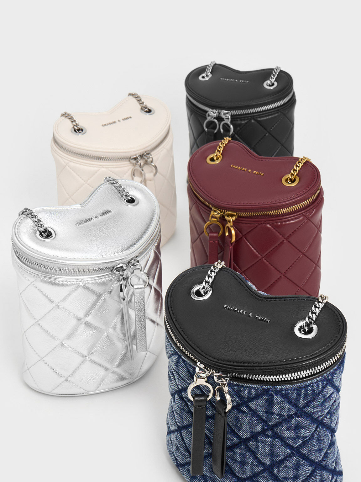 Philomena フィロメナ デニムキルトチェーンハンドルバッグ, デニムブルー, hi-res