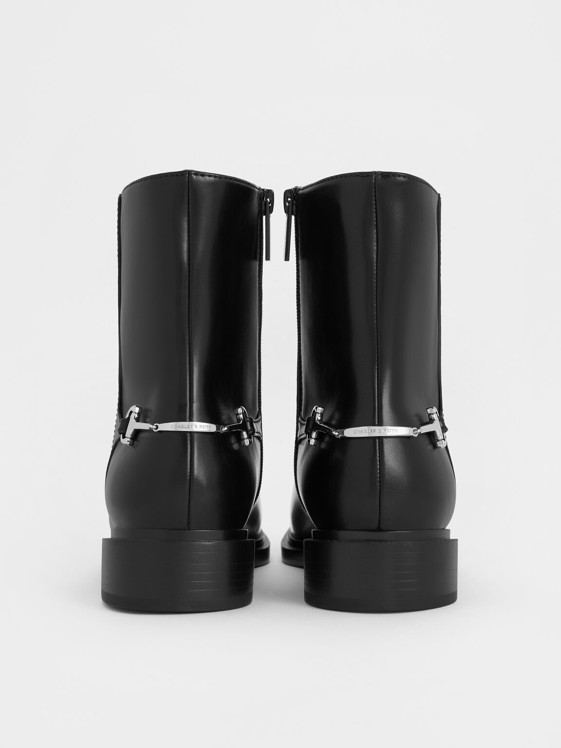 Erinna エリンナ メタリックアクセントアンクルブーツ, ブラック, hi-res