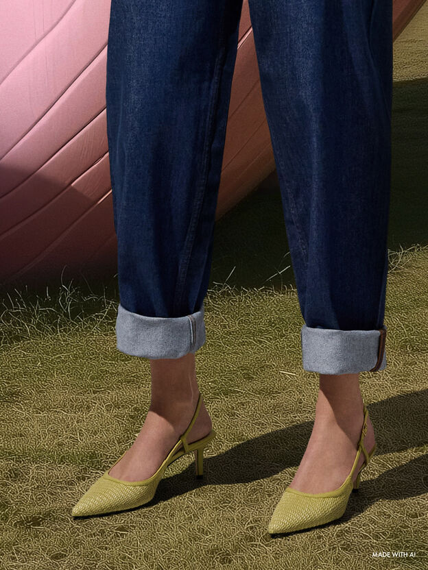 ラフィア スリングバックパンプス, オリーブ, hi-res