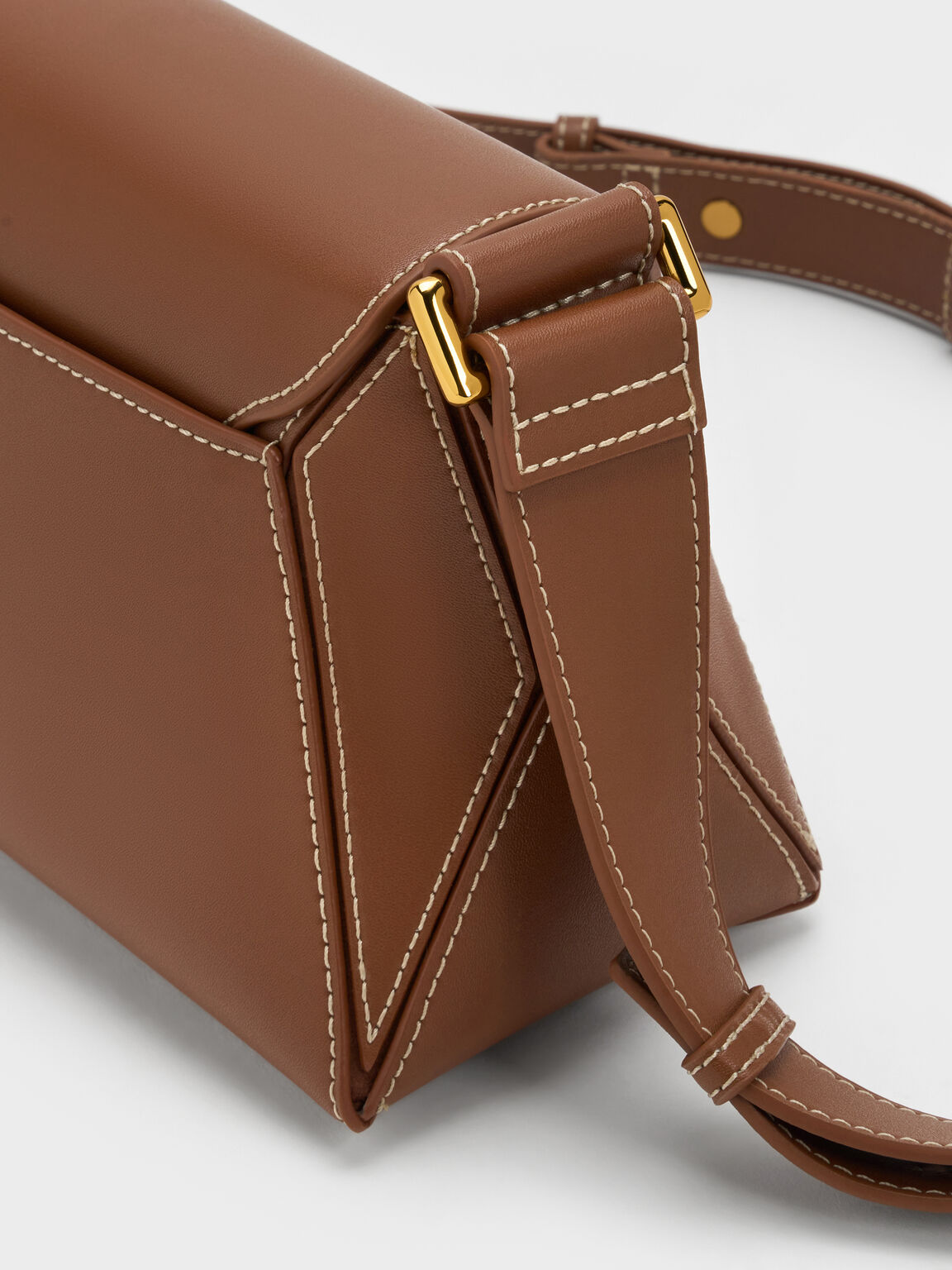 Nasrin ナスリン ジオメトリックショルダーバッグ, チョコレート, hi-res