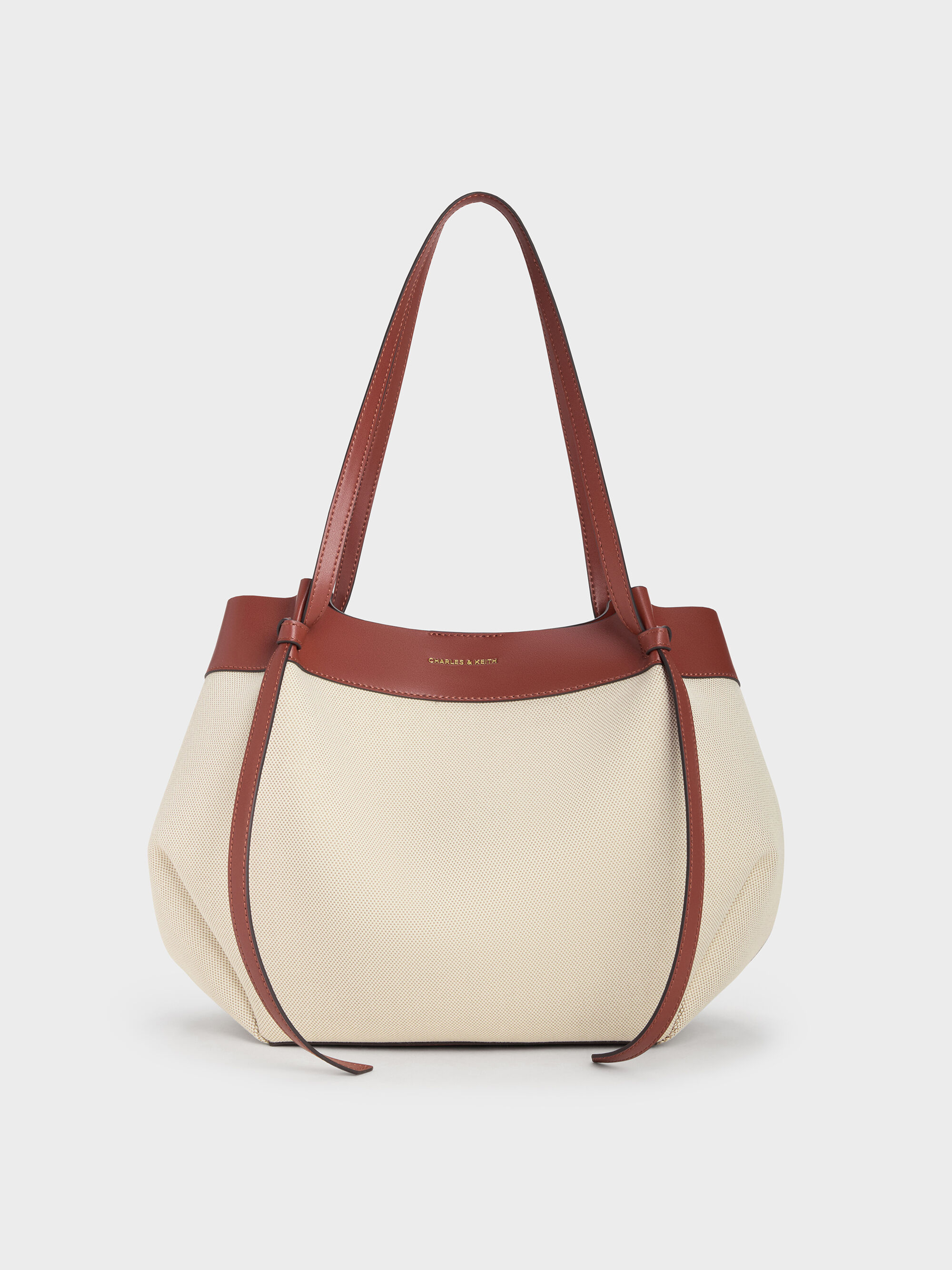 CHARLES & KEITH ホワイト ビジネスバッグ CHARLES & KEITH ラージダブル ハンドルバッグ （White