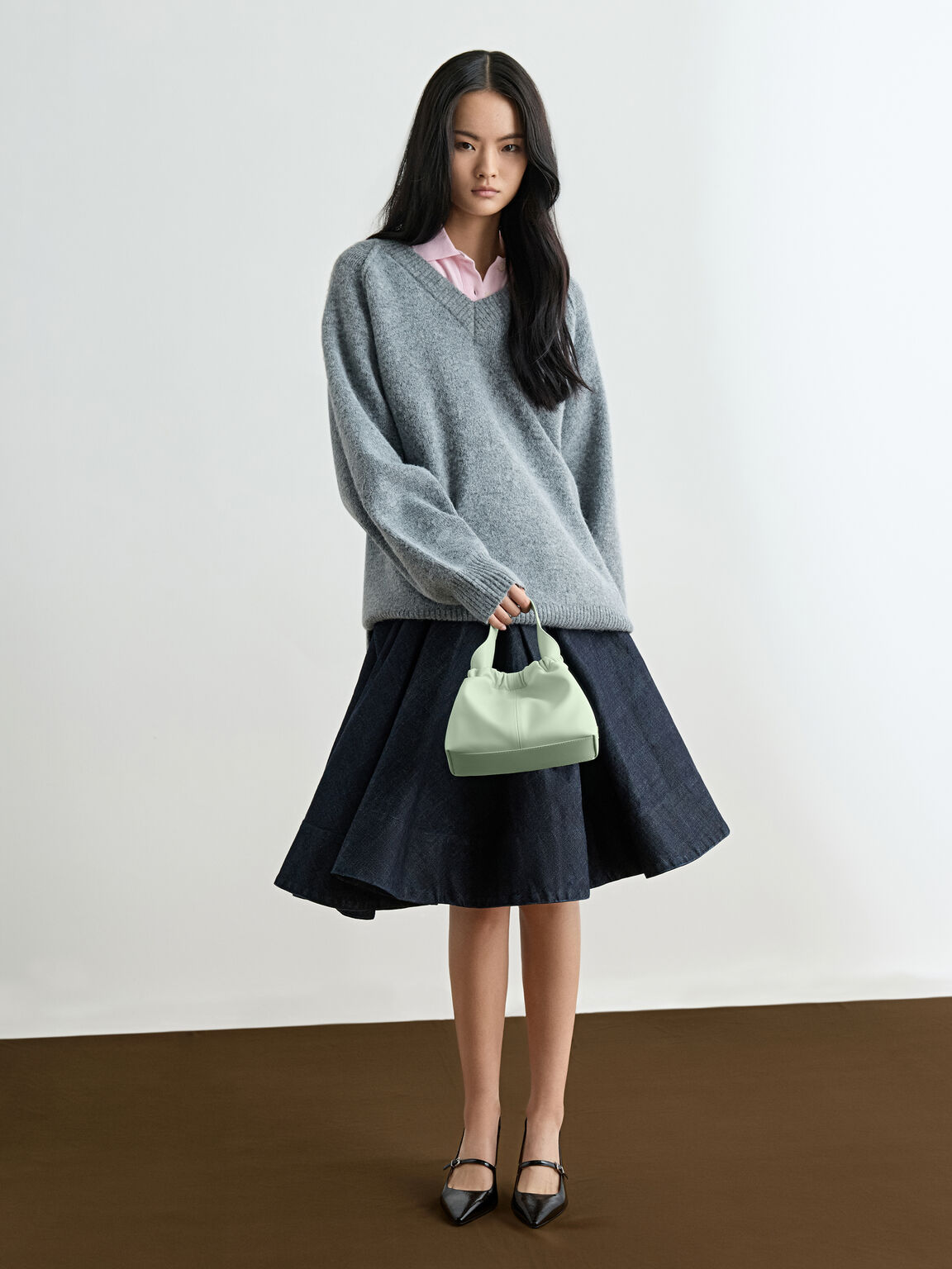 Ally アリー ルーシュドスローチーバッグ, ミントグリーン, hi-res