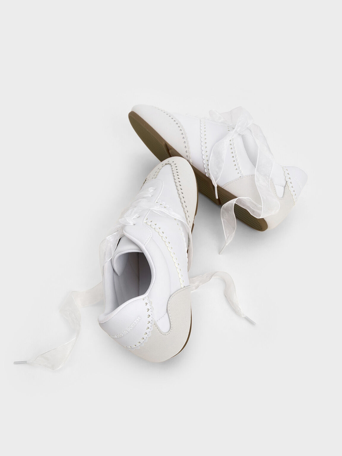 ハート シアーレーススニーカー, ホワイト, hi-res