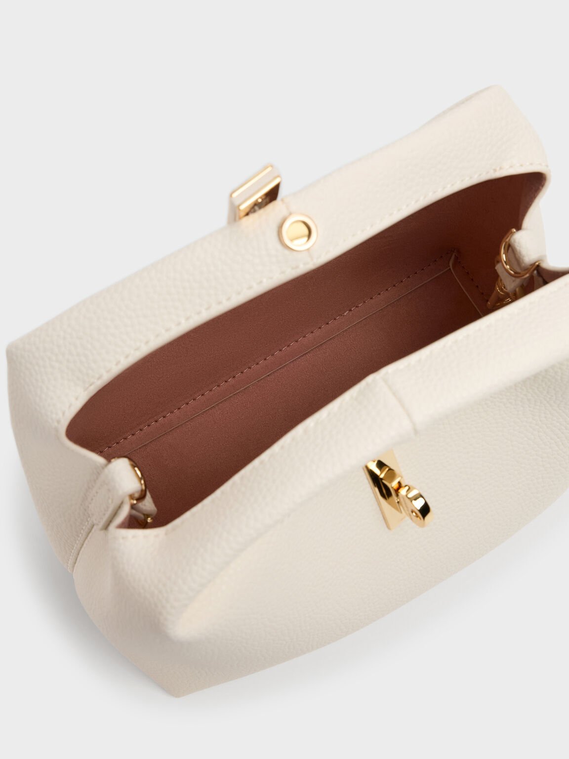 Chance チャンス メタリックアクセントバケットバッグ, クリーム, hi-res