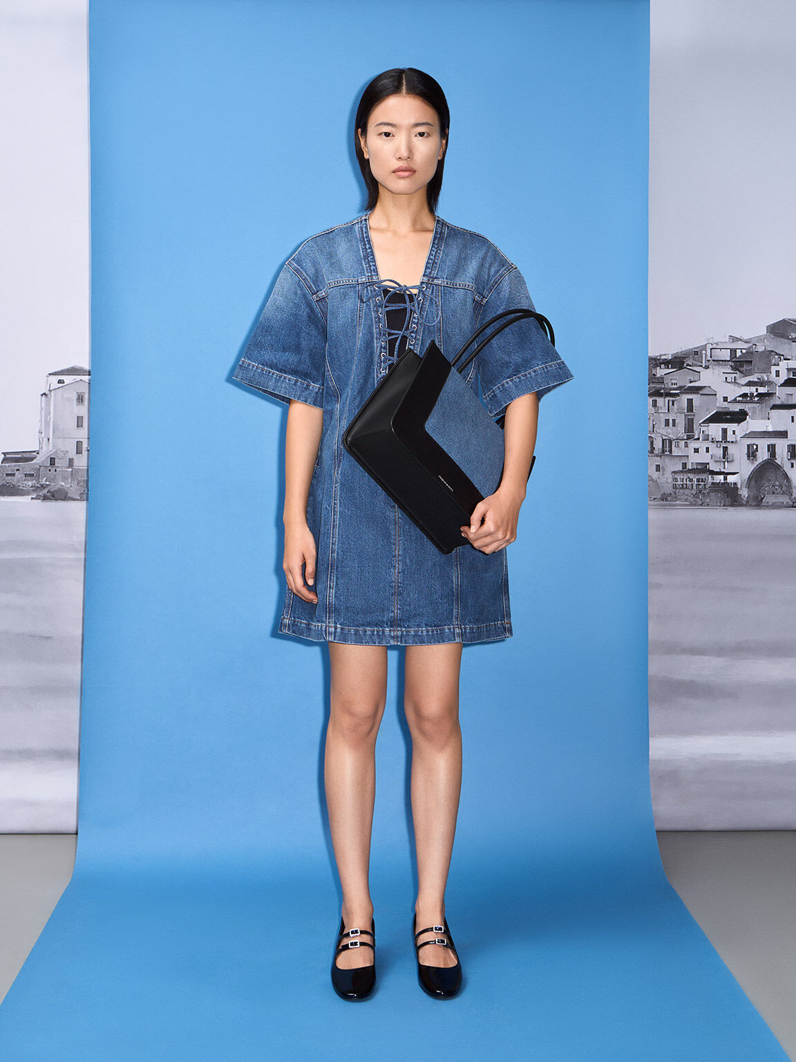 Daylla デイラー デニムトートバッグ, デニムブルー, hi-res