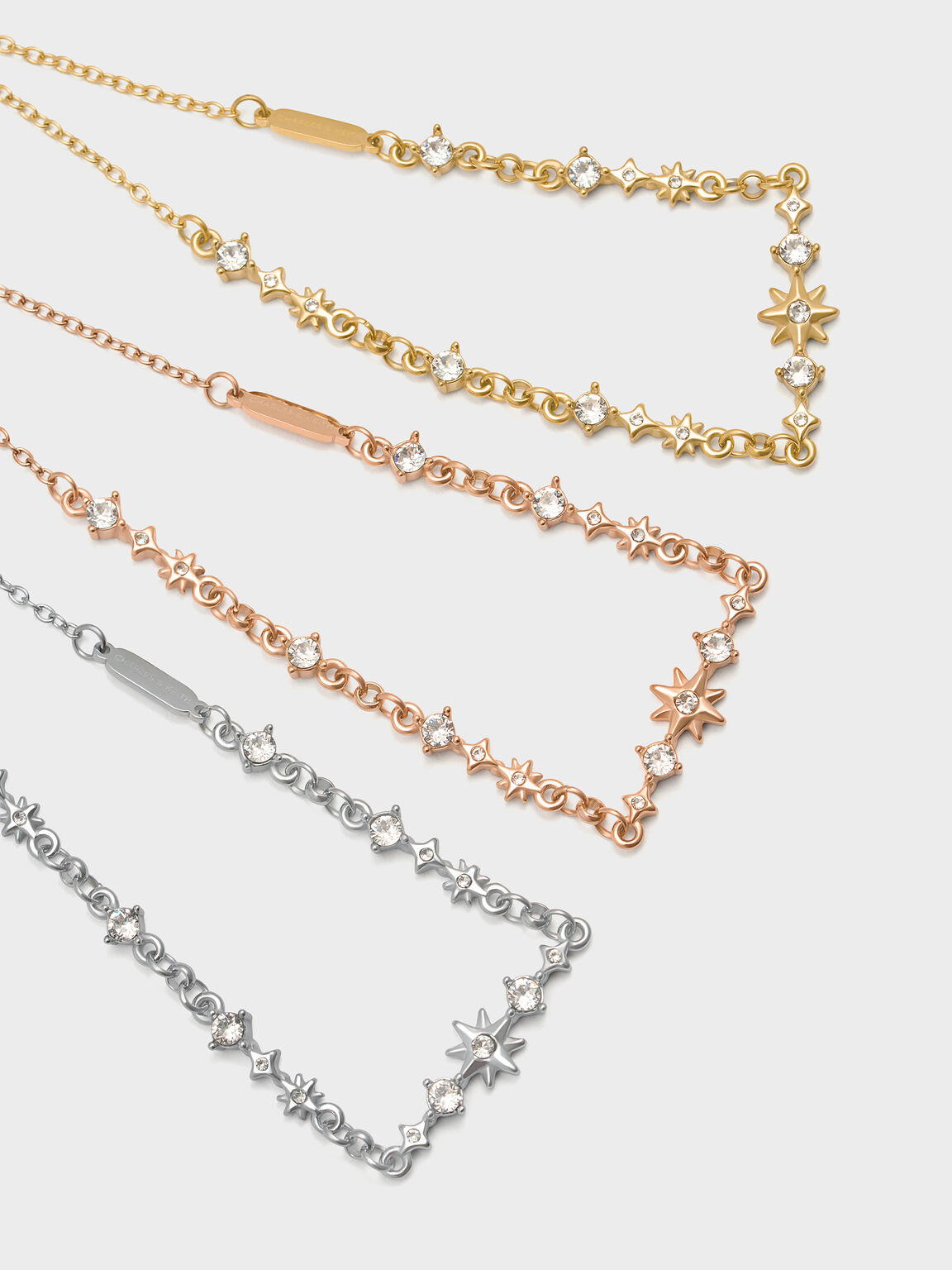 Everest エベレスト クリスタルスターブレスレット, ゴールド, hi-res