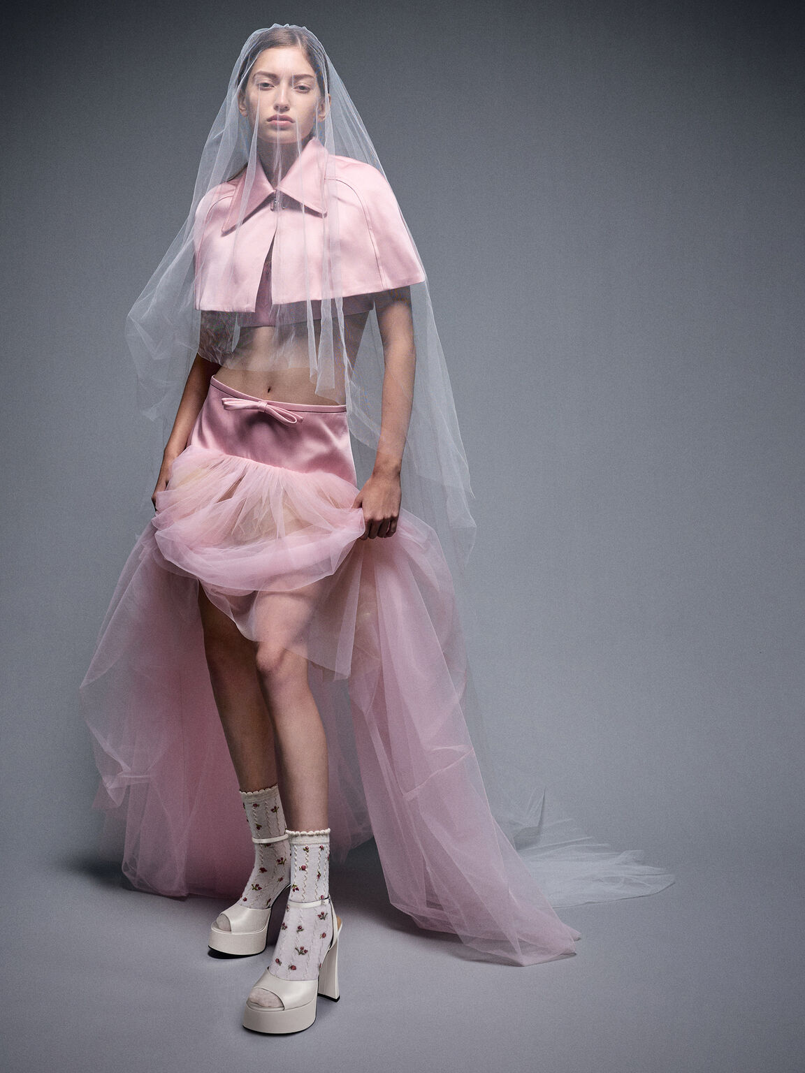 Michelle ミシェル ポリエステルプラットフォームサンダル, ホワイト, hi-res