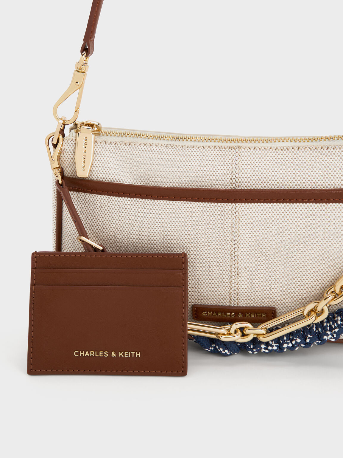 Addison アディソン キャンバスノットロープショルダーバッグ, トープキャンバス, hi-res