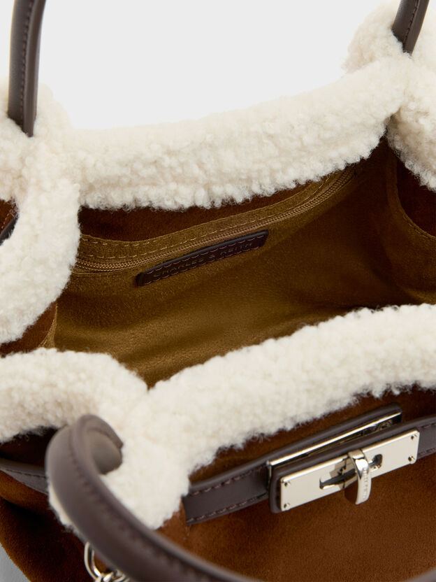 Cosima コシマ ファートリム トートバッグ, ピーカンブラウン, hi-res