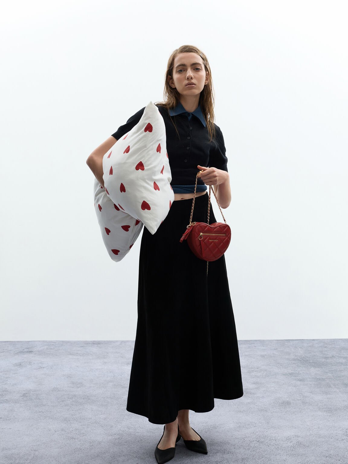 Paffuto パフート キルトハートクロスボディバッグ, トマトレッド, hi-res