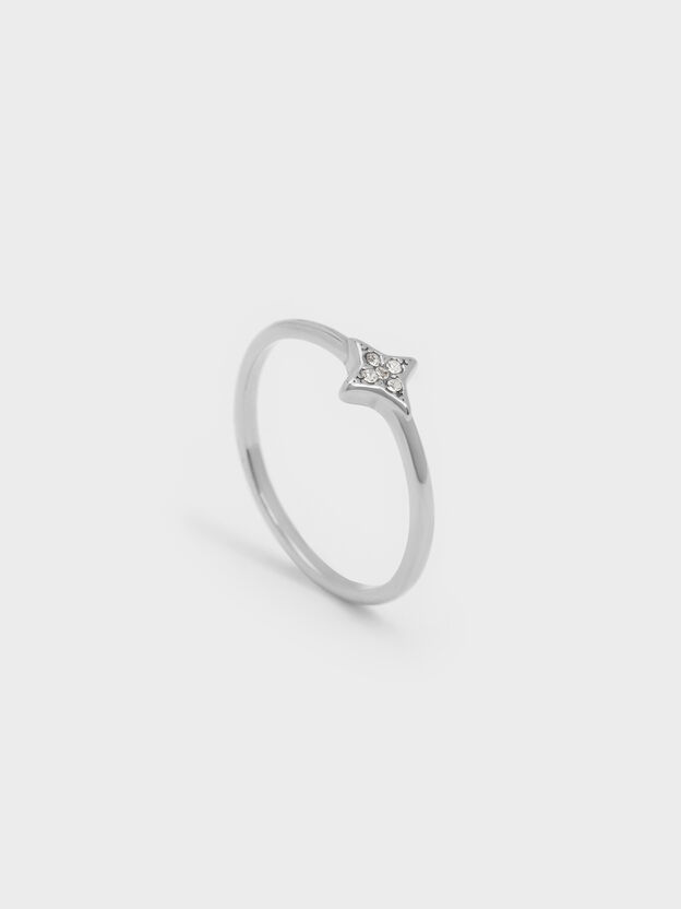 Everest エベレスト クリスタルエンベリッシュド スターダストリング, シルバー, hi-res