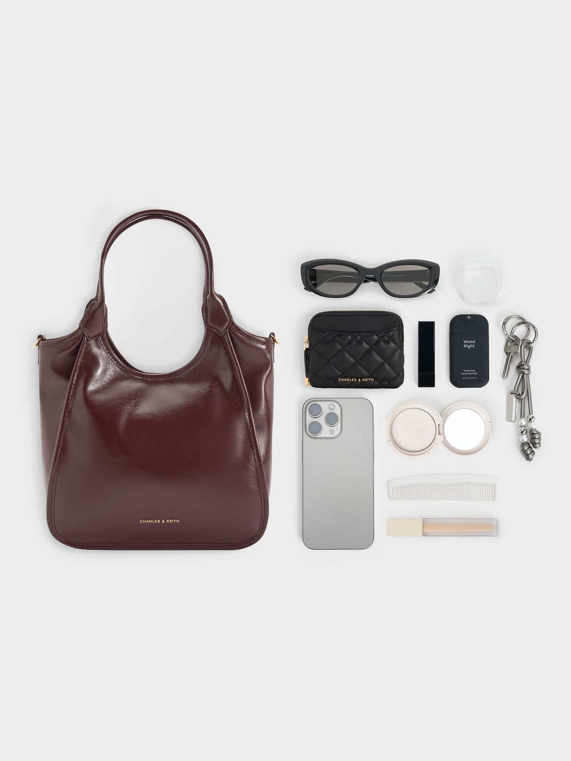 Sianna ミニシアンナ クリンクルエフェクトスラウチートートバッグ, ワインベリーレッド, hi-res