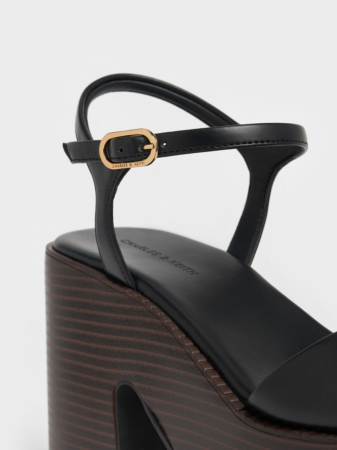 アンクルストラップ プラットフォームサンダル, ブラック, hi-res