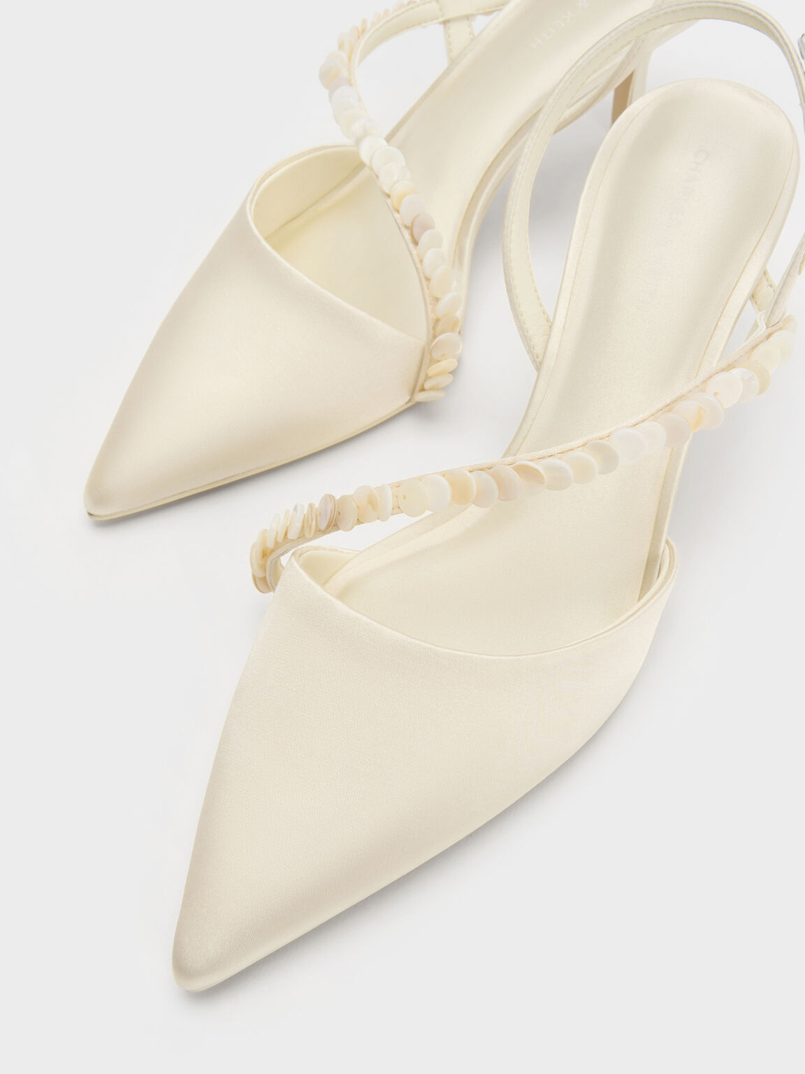 Briella ブリエラ スパンコール スリングバックパンプス, クリーム, hi-res