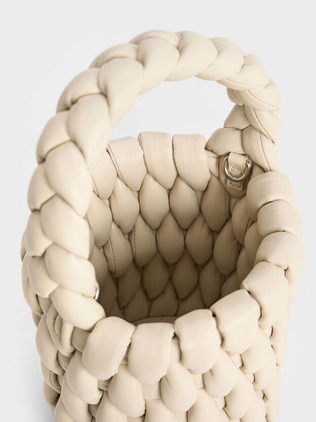 Bia ビア パッドテクスチャーバケツバッグ, ベージュ, hi-res