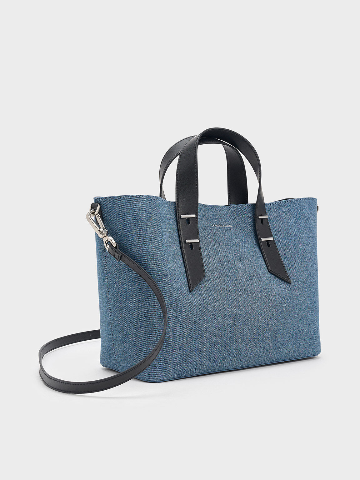 ダブルハンドル スラウチーバッグ, デニムブルー, hi-res