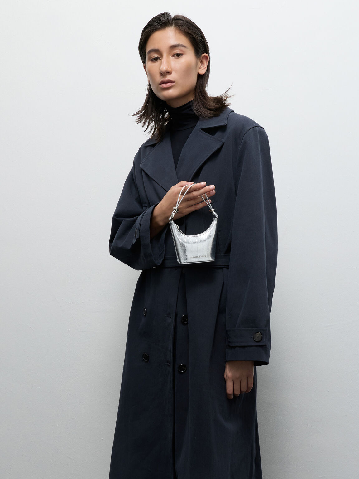 Augustine オーガスチン パネルマイクロバッグ, シルバー, hi-res