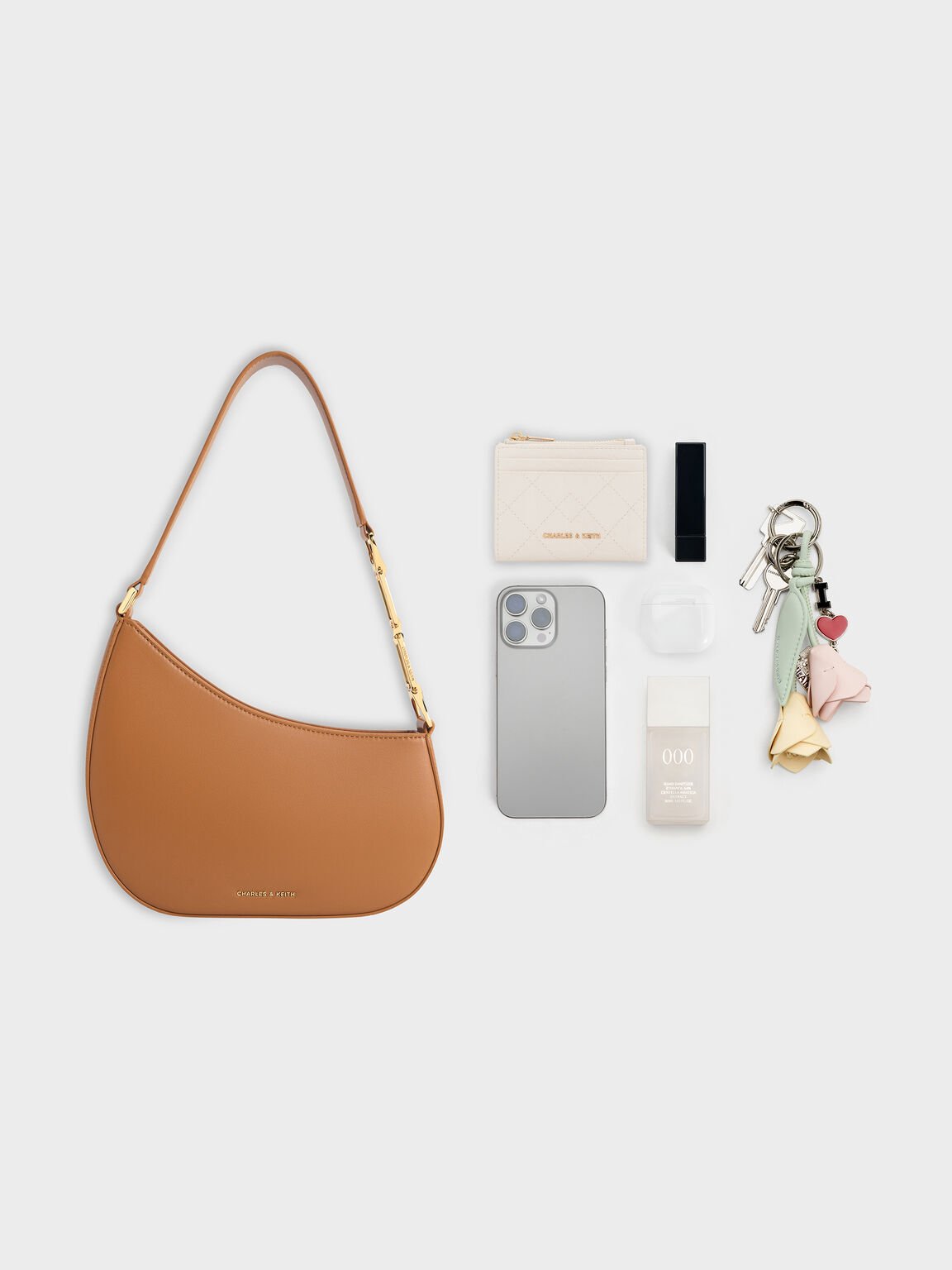 アシメトリック ショルダーバッグ, ブラウン, hi-res