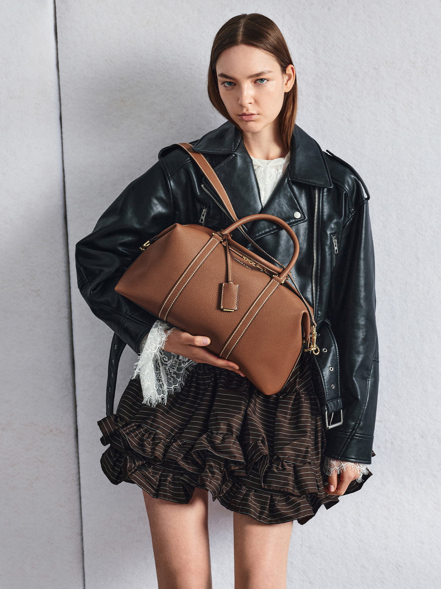 Chance チャンス レザーボウリングバッグ -  CHARLES & KEITH