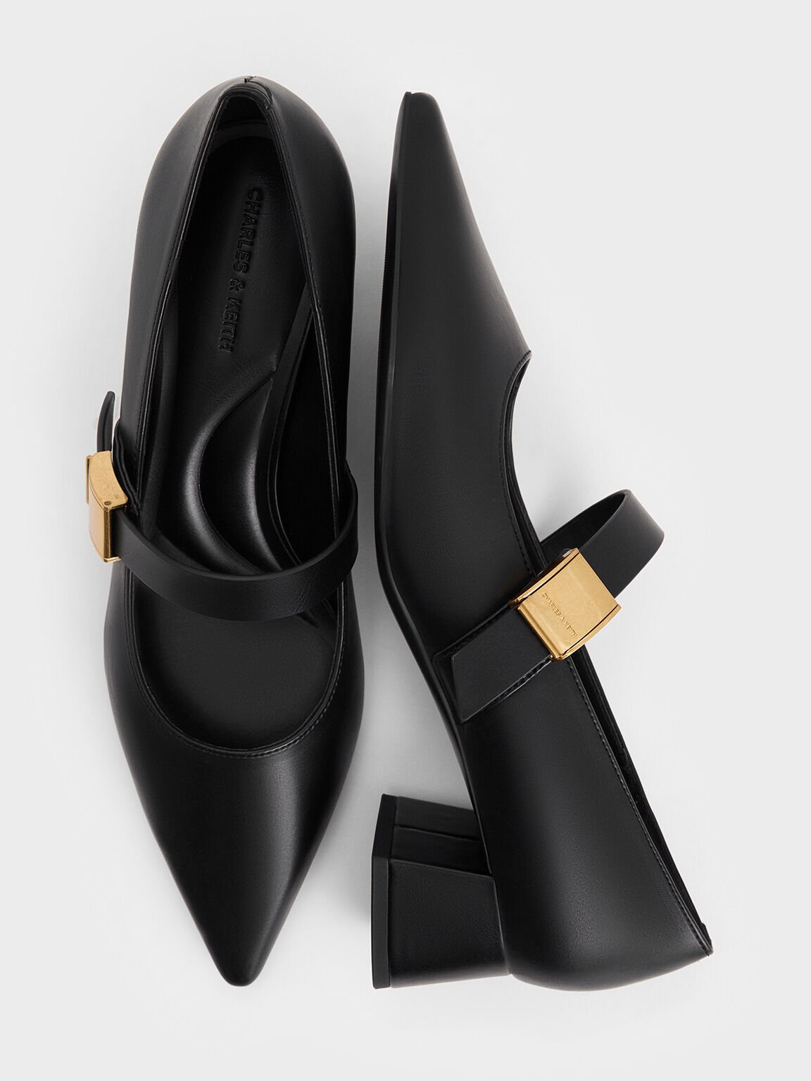 Yvette イヴェット メタリックアクセントメリージェーンパンプス - ブラック– CHARLES & KEITH