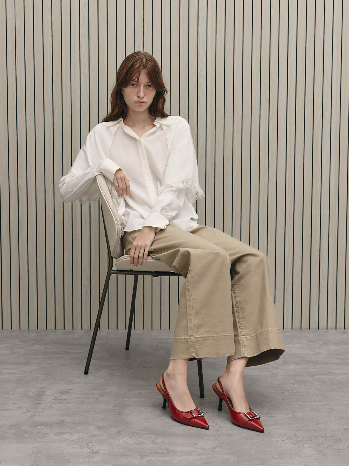 Anita アニータ バックル ポインテッドトゥスリングバックパンプス - CHARLES & KEITH