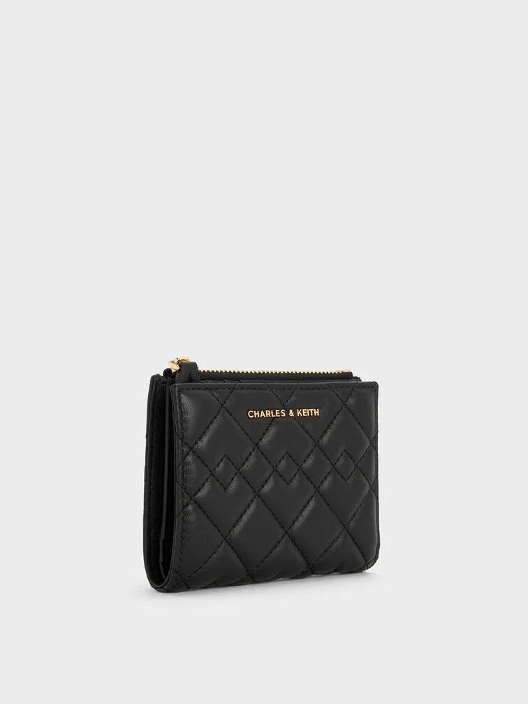  Black quilted small wallet, perfect as a stand-alone gift or part of a set.